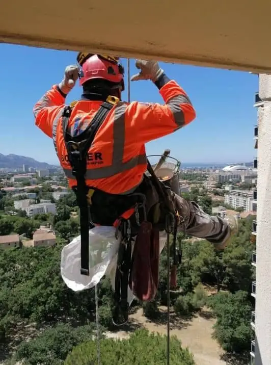 Chantier purge Marseile cordiste