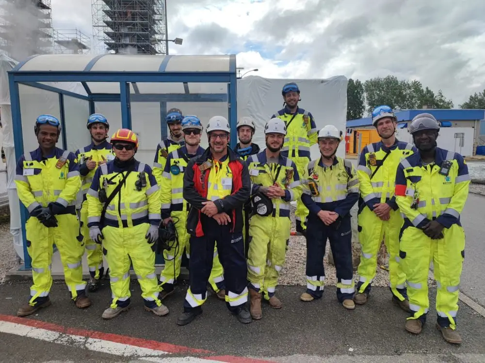 Nos techniciens cordistes avant leur entrée sur le chantier à Ottmarsheim, en Alsace